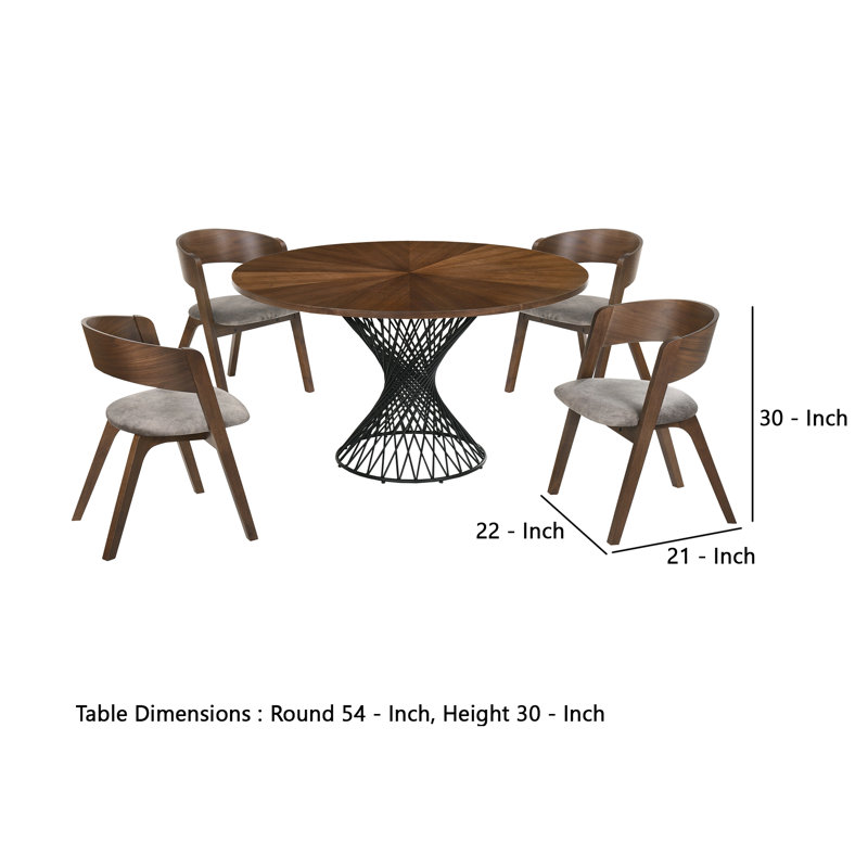 Schoonmaker 4 - Person Pedestal Dining Set, Walnut, Walnut