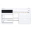 Lit mezzanine simple bas blanc avec bureau roulant, tablette et tablette de tiroirs organisés - Option de chambre polyvalente
