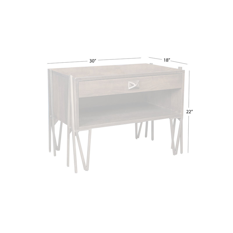 Stella 1 - Drawer Solid Wood Nightstand