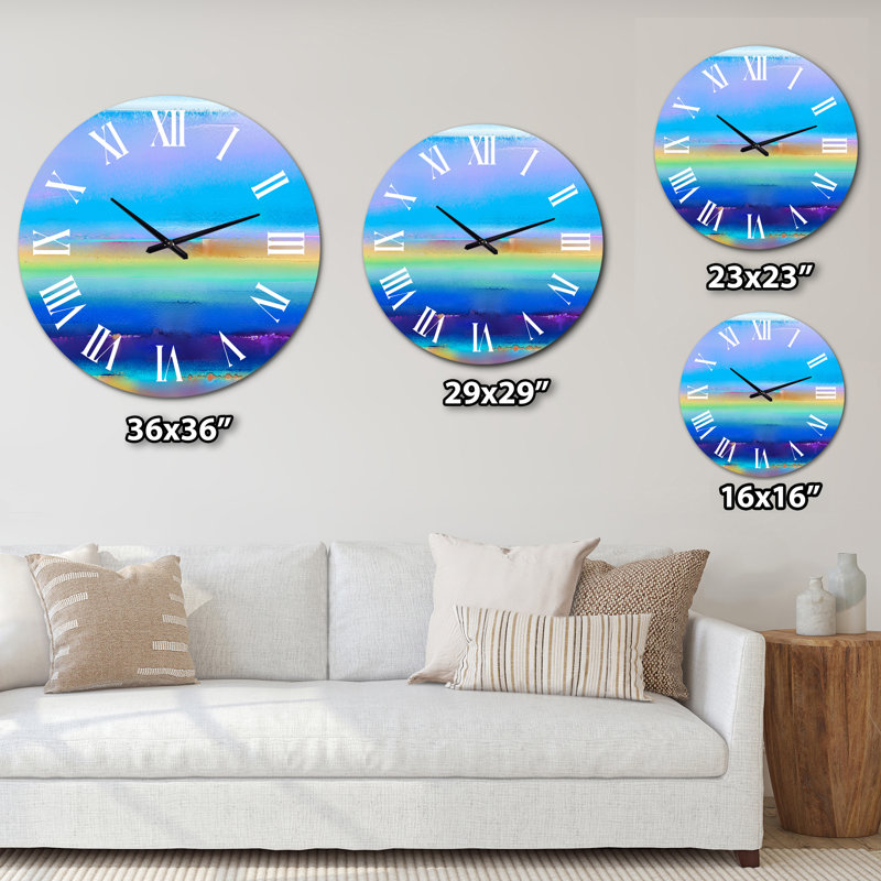 Landscape During Sunset Summer Impression - Modern wall clock, Small