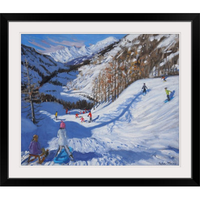 «Shadow of a Fir Tree and Skiers Tignes 2014» par Gonzalez, reproduction d'art
