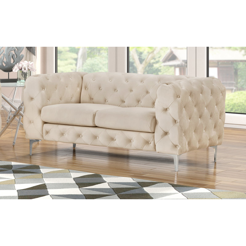 Graford 63'' Velvet Loveseat, Beige