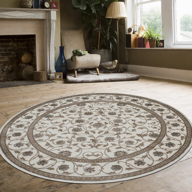 Tapis os crème/ivoire Pisa, Rond 5 pi 3 po