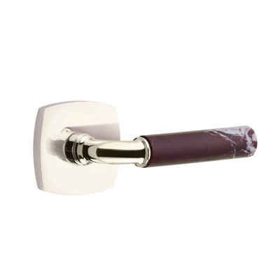 Emtek Select Passage Leverset w/ Urban Modern Rosette & T-Bar Stem, Rosso Levanto Marble Lever