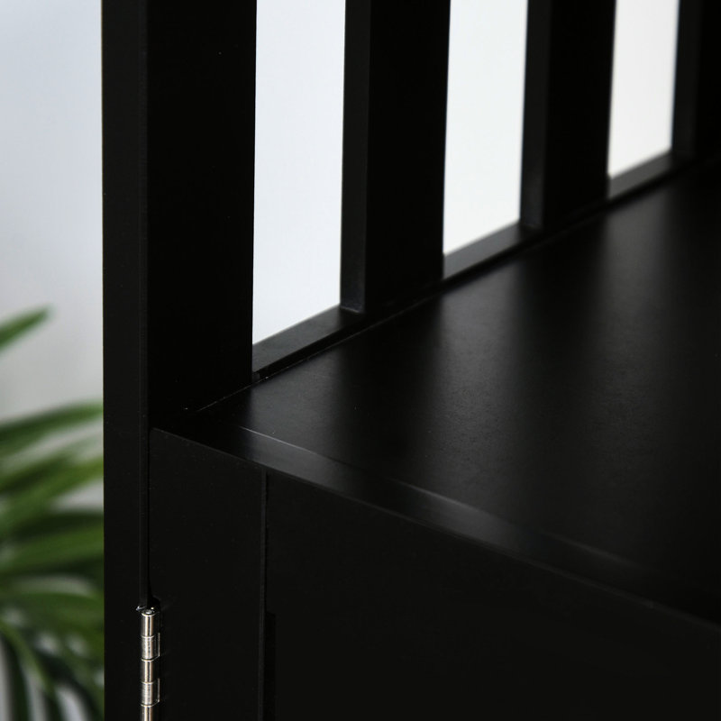 Armoire à café fonctionnelle noire avec tablette ouverte et armoire de rangement Buffet, compartiment spacieux de couleur