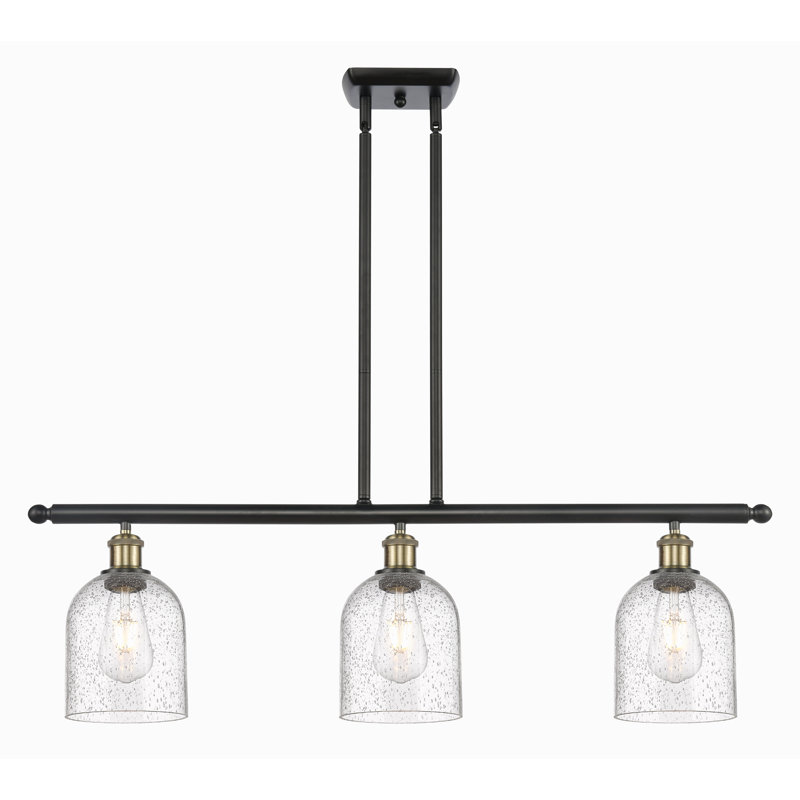 Luminaire suspendu pour îlot de cuisine 3 lumières Odaniel, Bullé, Laiton antique noir