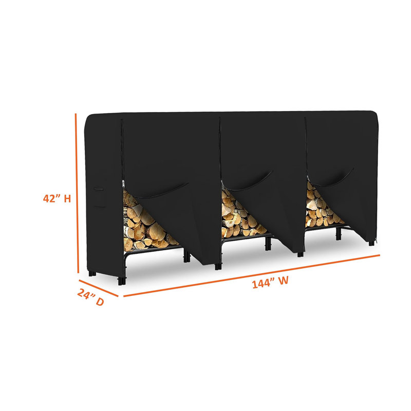 High Density Waterproof Outdoor Firewood Cover, All Weather Protection UV Resistant Wood Rack Cover, 42" H x 144" W x 28" D