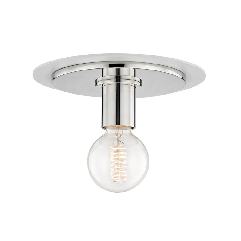 Milo Semi Flush Mount, 8.25" H x 14" W x 14" D, White, Polished Nickel