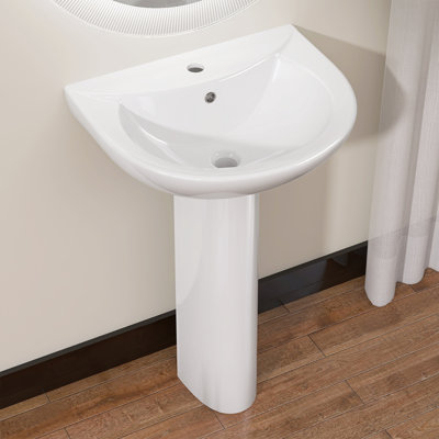 Ogonbrick 16.75'' Ceramic U-Shaped Bathroom Sink with Overflow