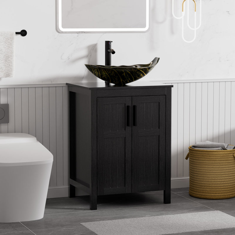Meuble-lavabo simple 24 po avec lavabo vasque et robinet, Blanc