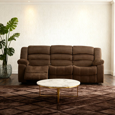Modern & Stylish 3-Seater Upholstered Sofa, Brown, with Pillow-Top Armrests