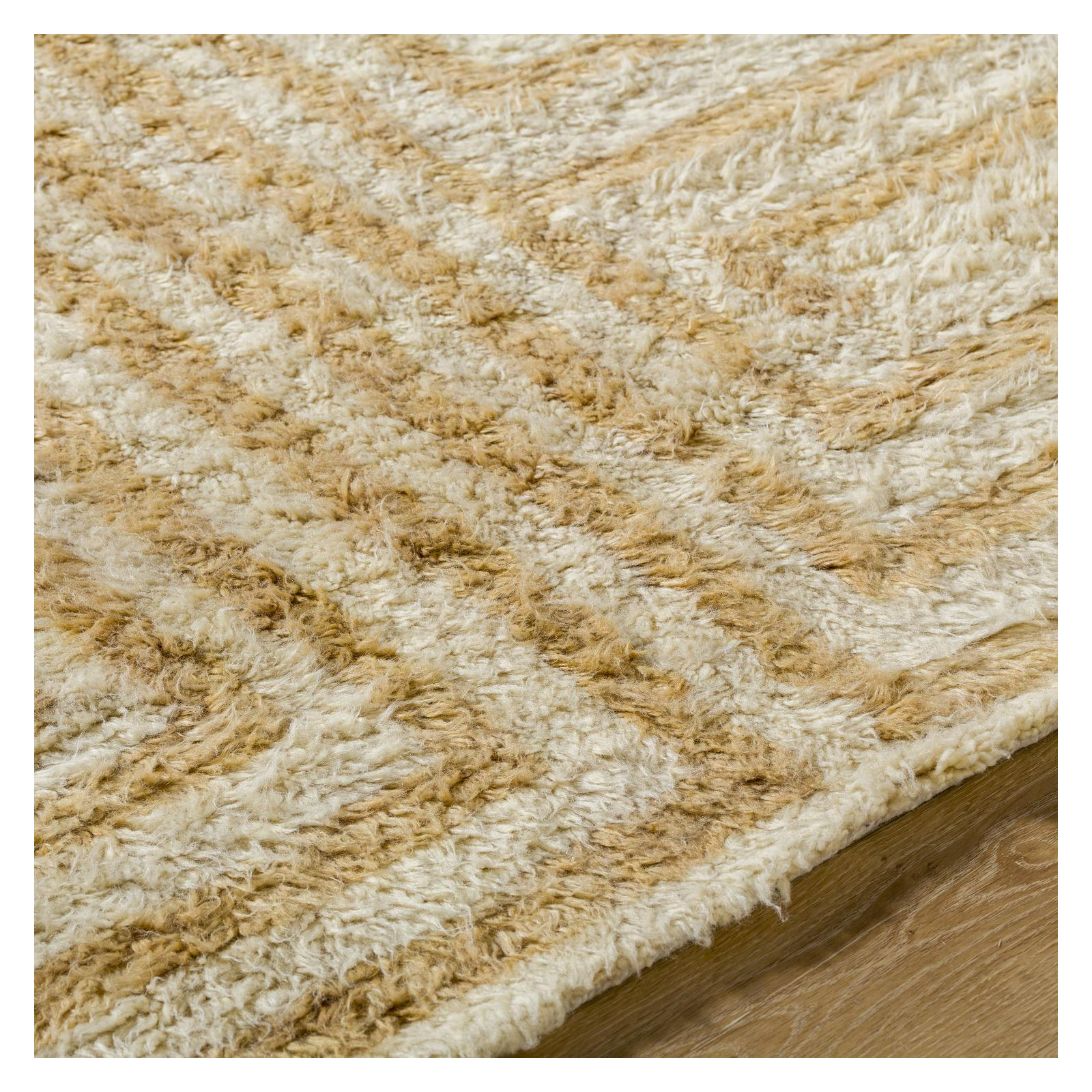 Anemone Hand Tufted Wool Tan Rug, Rectangle 2'6" x 8'