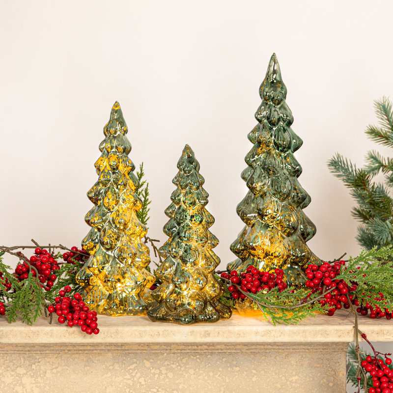 Mercury Glass LED Tree Set