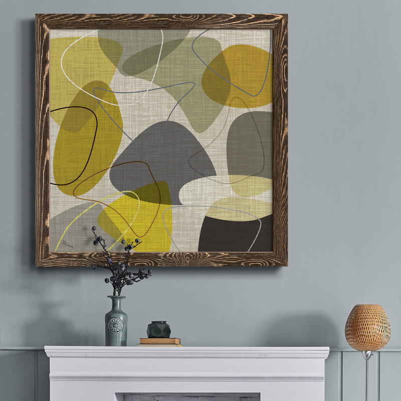 " Intersection I ", 31.5" H x 31.5" W x 1.5" D, Walnut Framed