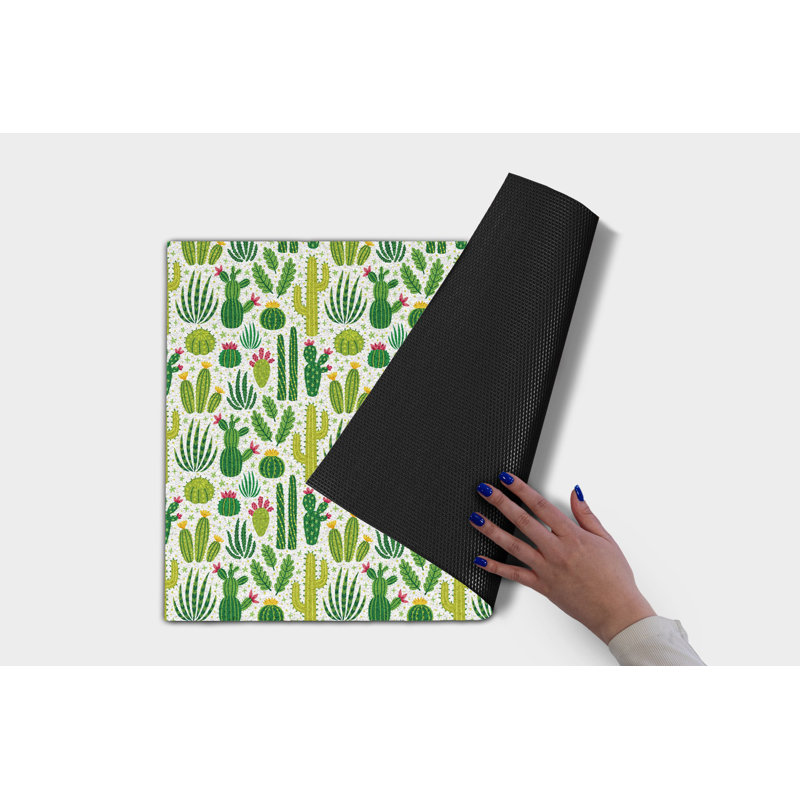 Non-Slip Floral Outdoor Doormat, W60 x L90 cm