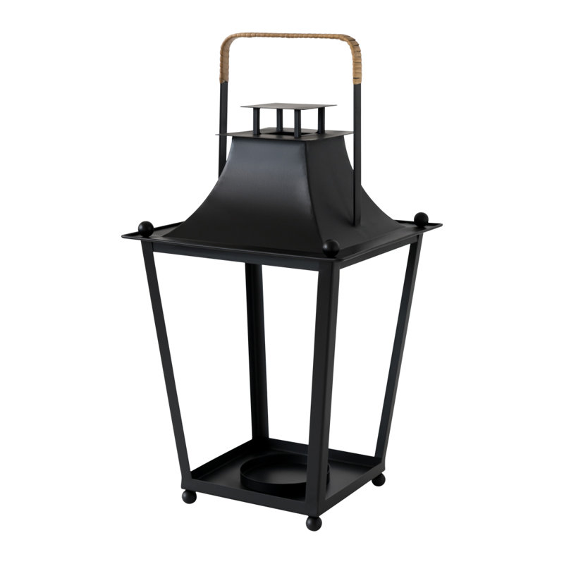 Accent black metal floor tabletop lantern