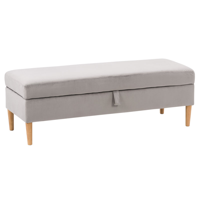 Banc de rangement à couvercle rabattable rembourré, Mélange de polyester gris clair
