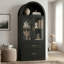 Armoire de cuisine de style champêtre, de 181 cm de hauteur, avec portes vitrées et tiroir.-2091715094