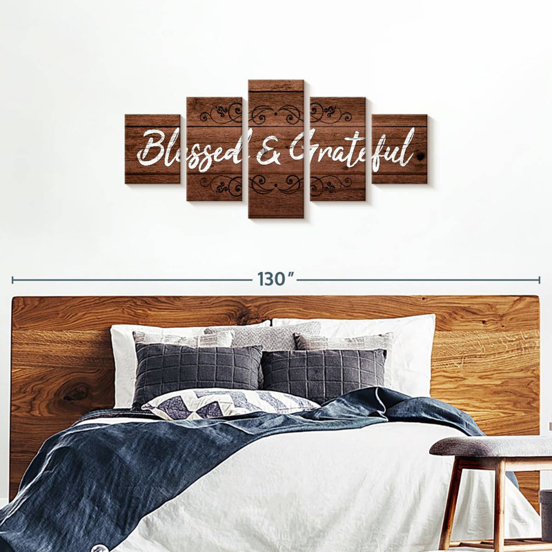 «Blessed And Grateful Typographie II», reproduction sur toile, H 34 po x l 74 po x P 1,25 po