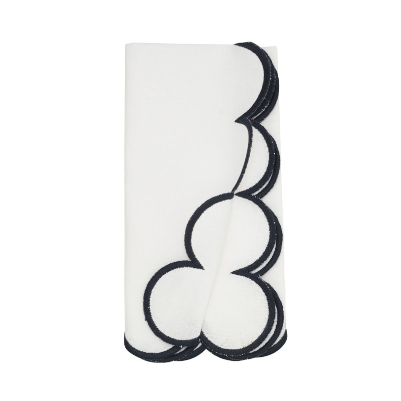 Serviette rectangulaire Paddock 100% coton, Blanc / bleu marine