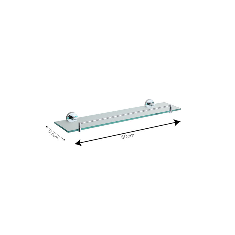 Abhainn Glass Bracket Shelf, Chrome