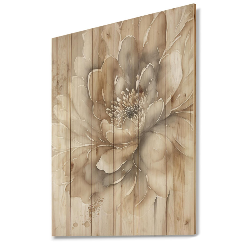 Fleur beige simple IV - imprimé, H 32 po x l 24 po x P 1 po