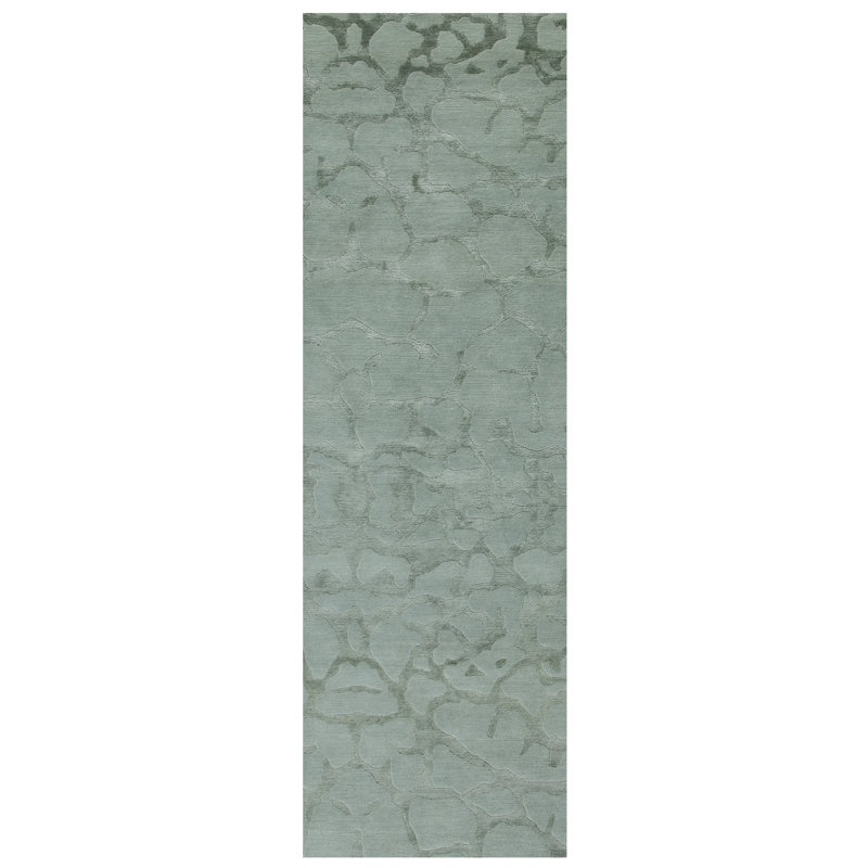 Tapis bleu noué à la main Westberry, Tapis de couloir 2 pi 6 po x 8 pi