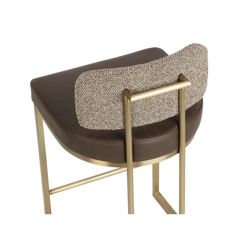 Bellatrix Upholstered Bar Stool with Metal Frame, Bravo Black/Halton Birch, Counter Stool (26.5" Seat Height)