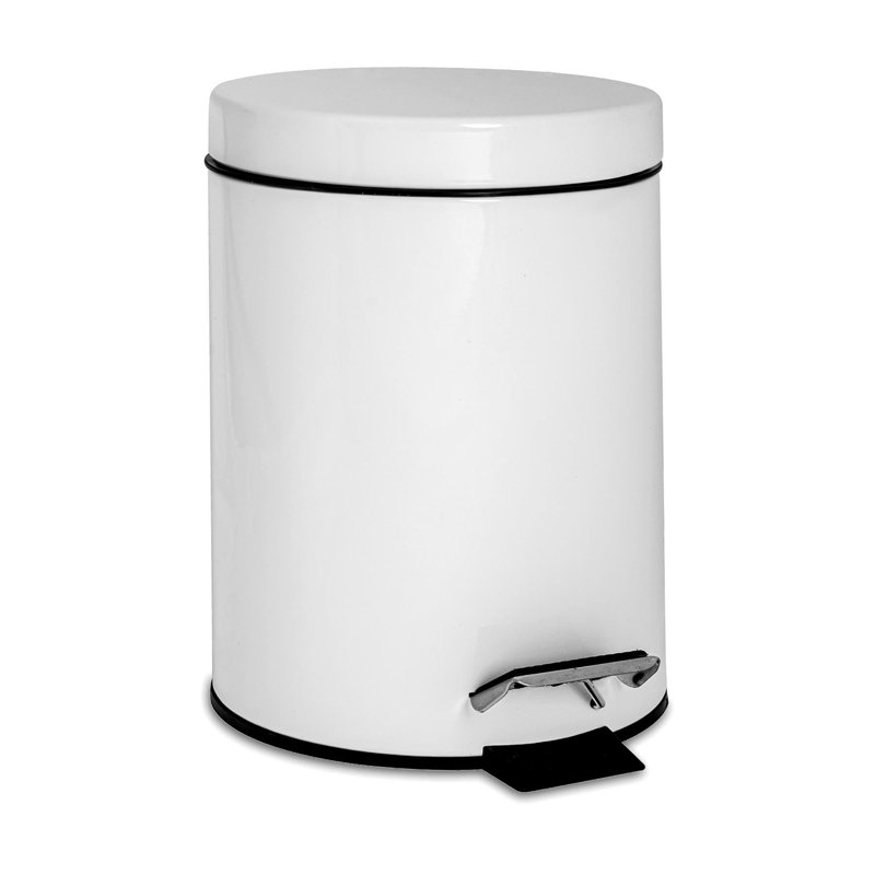 Harbour Housewares - Round Bathroom Pedal Bins, White