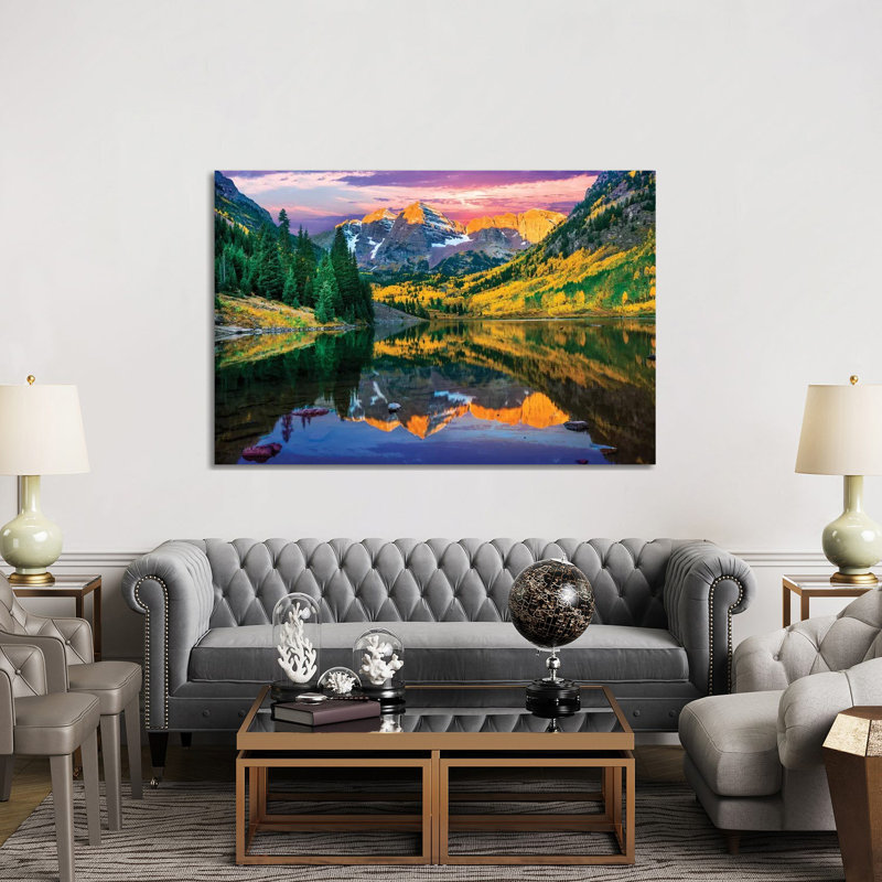 Rise and Shine, Maroon Bells, Aspen Colourado 1 Piece Wall Art on Canvas, 152.5 cm H x 101.5 cm W x 3.175 cm D