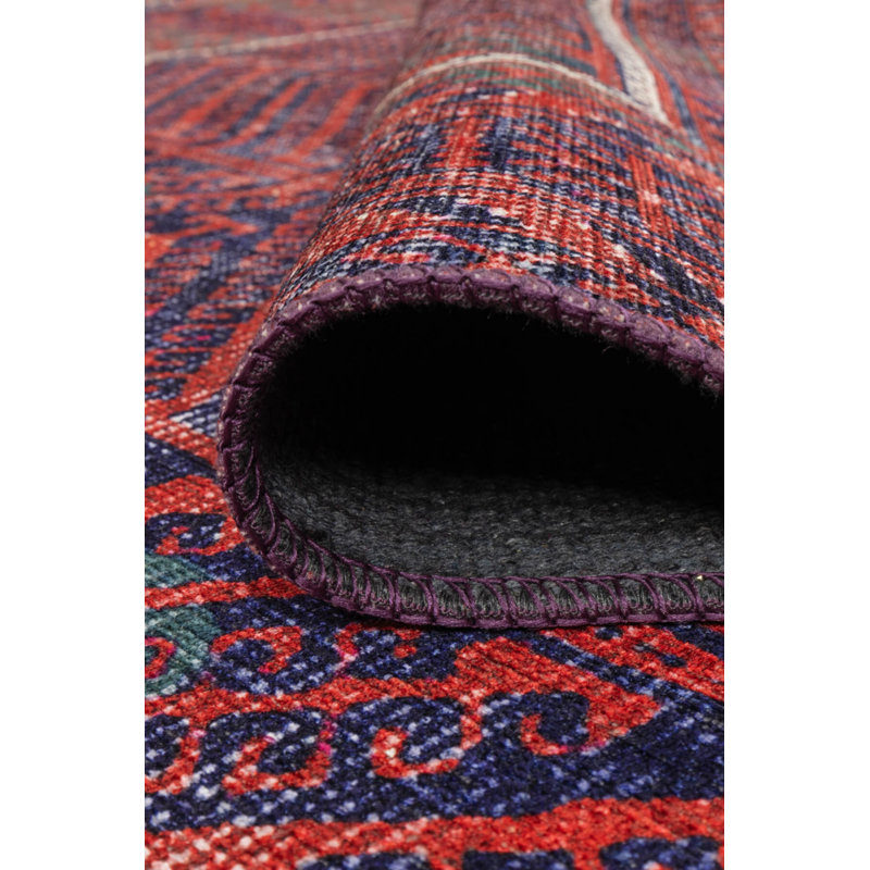 Tapis en chenille tissé à motif rétro Lucien, Rectangle 5 pi x 7 pi 7 po