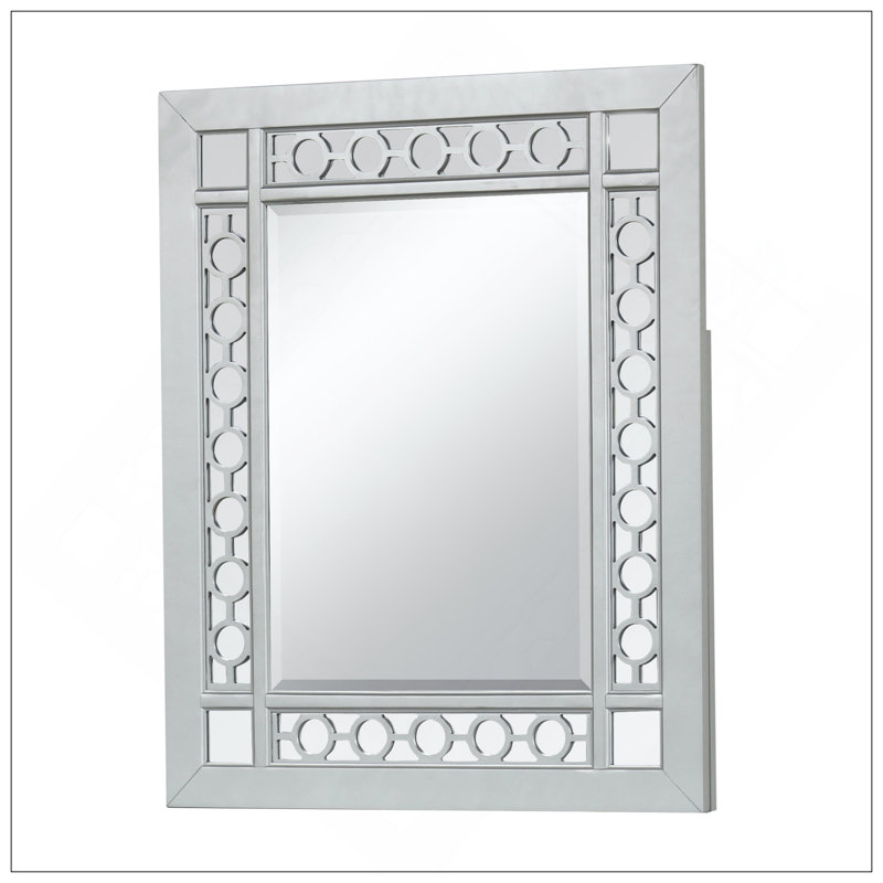 Miroir mural chic à finition champagne argenté avec construction durable et installation facile, parfait pour les intérieurs modernes