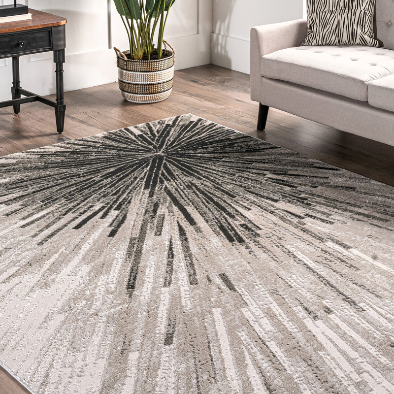 Bosarge Abstract Machine Woven Polyester/Polypropylene Area Rug, Rectangle 4' x 6'