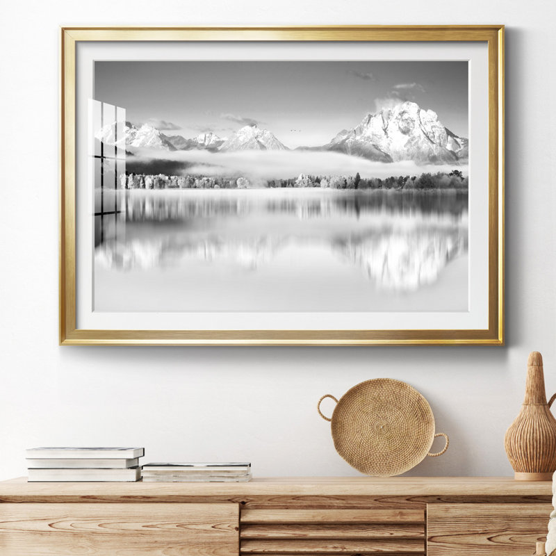 Peak Reflection - Photographie avec cadre photo, Or, H 26,5 po x l 36,5 po x P 1,5 po