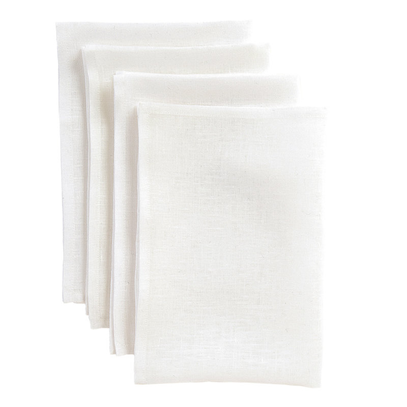 100% Pure Linen Dinner Napkins - Fete, White
