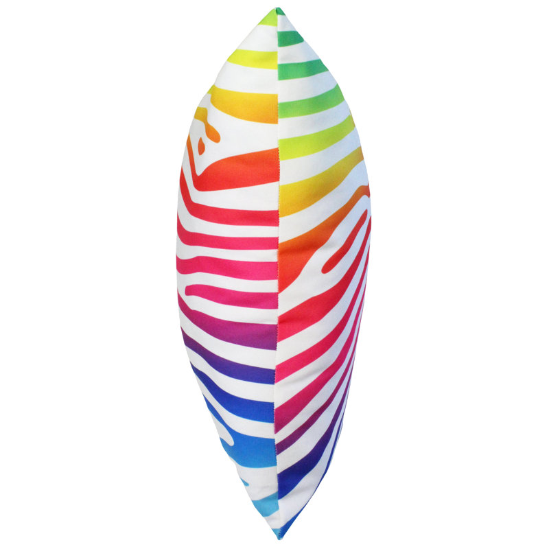Animal Print Reversible Throw Pillow, Rainbow Gradient/White