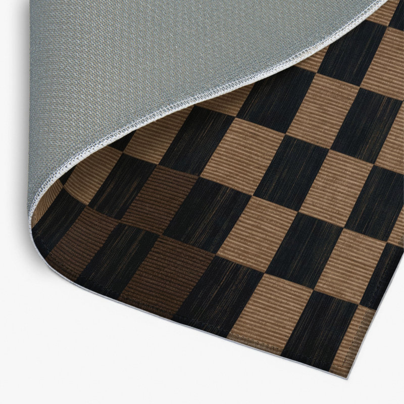 Tapis intérieur / extérieur noir à carreaux, Rectangulaire 2 pi x 3 pi
