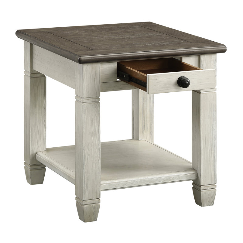 Table en bois avec tiroir et tablette en brun antique blanc rosé pour la décoration intérieure décontractée