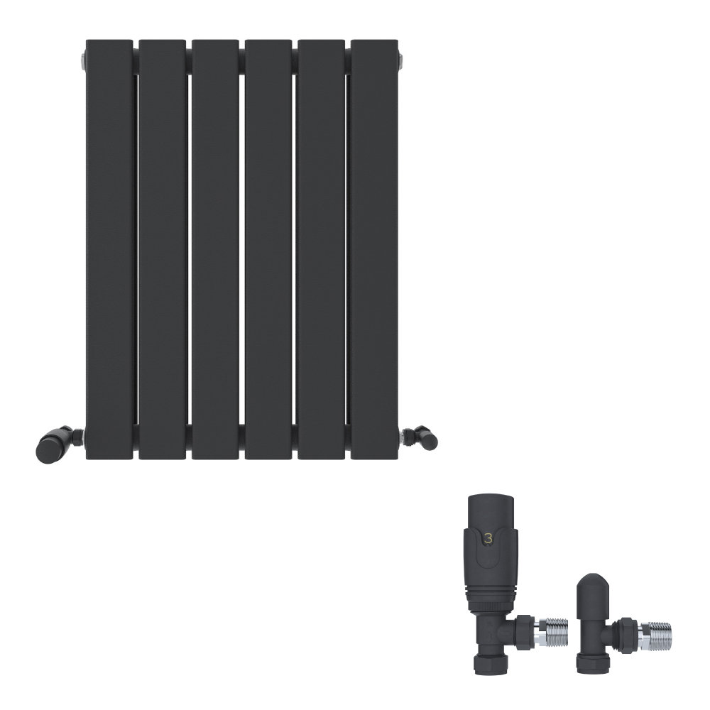 iBathUK Belgravia Horizontal Double Slim Flat Panel Radiator Angled Valve