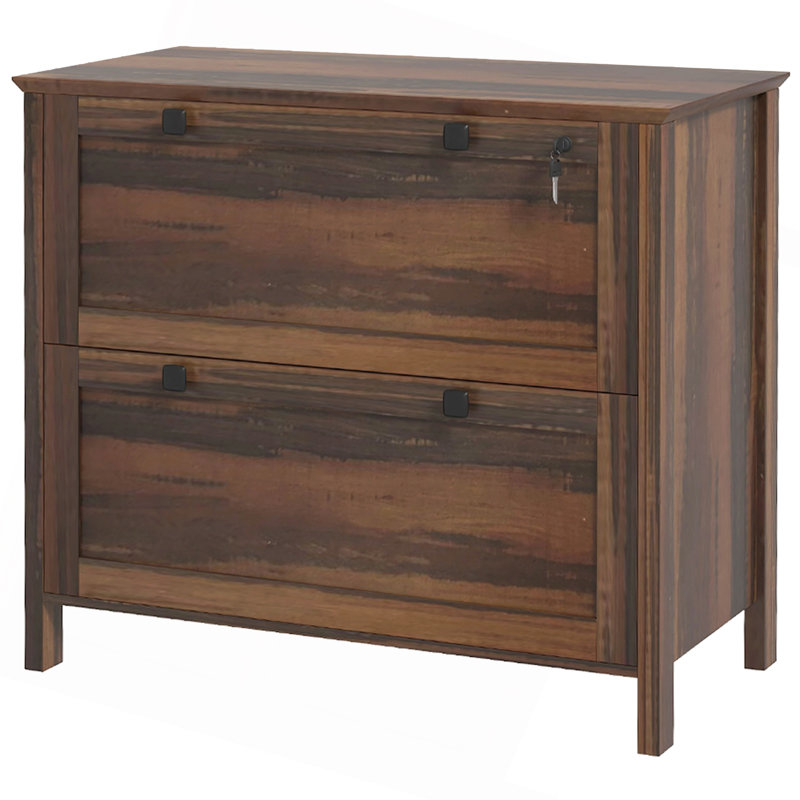 2 Drawer File Cabinet With Lock, Lateral Filing Cabinet With Keys And Adjustable Hanging Bar For Letter, A4 And Legal Size, File Cabinet For Home Office, Brown