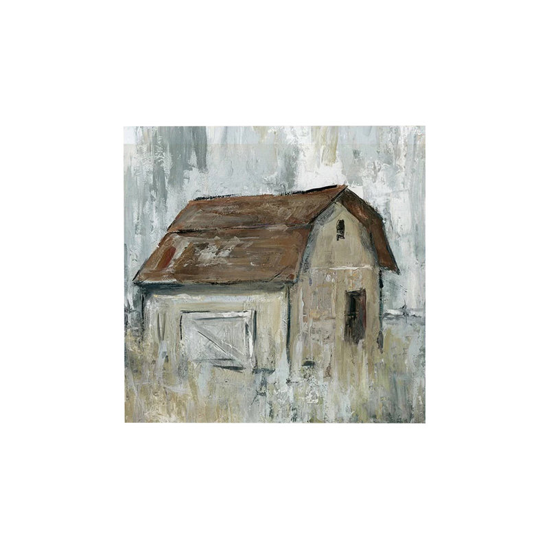 «Barn at Dusk», peinture, H 24 po x l 24 po x 1,5 po, Toile tendue