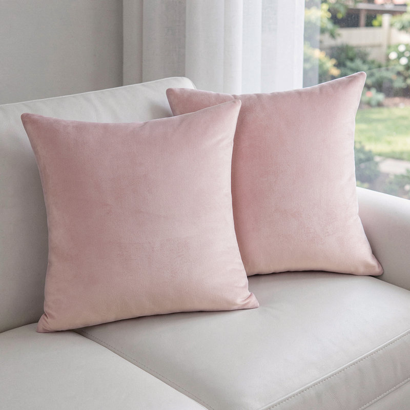 Ensemble de housses de coussins décoratifs en velours doux pour canapé, canapé, lit et salon, Rose clair, Housse de coussin