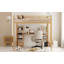 Lit mezzanine double en métal avec bureau intégré et tablettes-421603827
