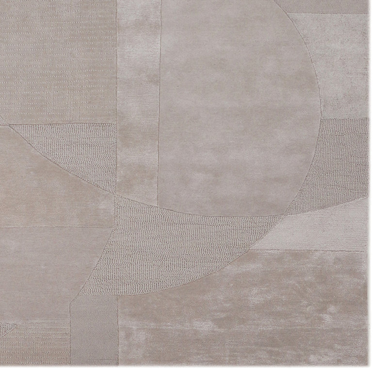 Tapis décoratif taupe tuffeté à la main, Tapis de couloir 2 pi 6 po x 12 pi