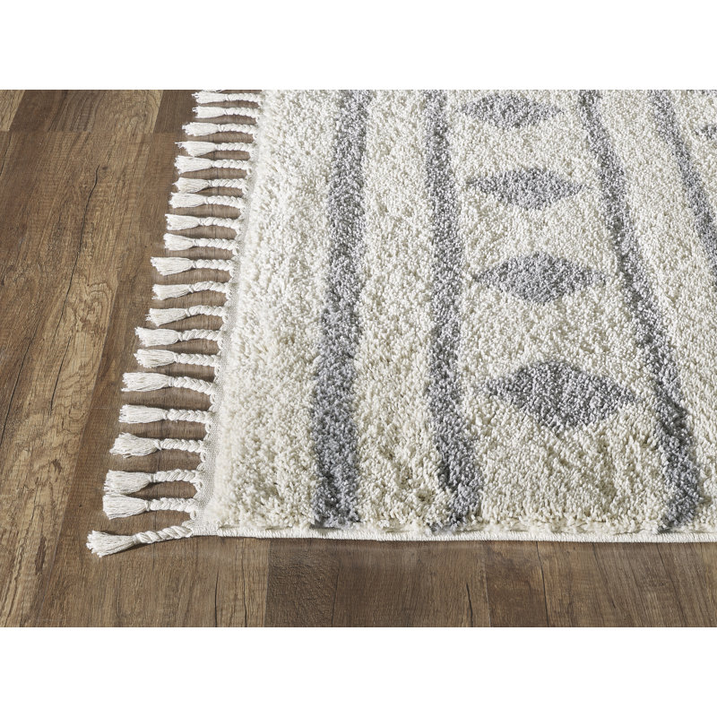 Tapis à tribal ivoire et gris abani willow wil120a marocain, Rectangle 4 pi x 6 pi