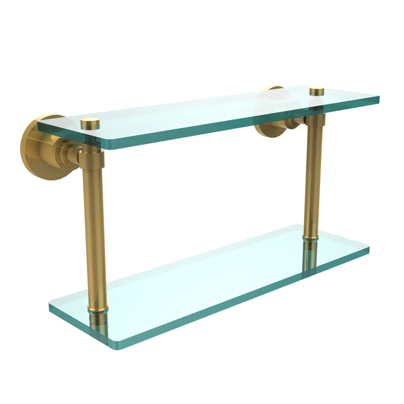 Arviso 2 Piece Tiered Shelf, 16", Polished Brass