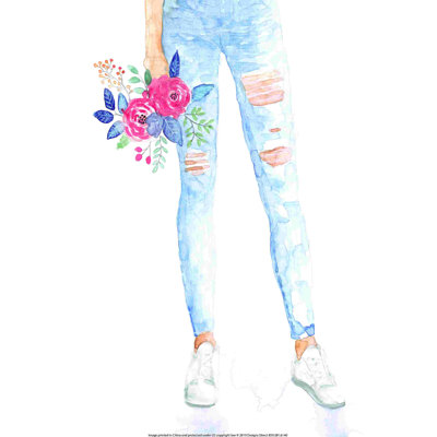 Ripped Jeans and Flowers – Wrapped Canvas Painting Ripped Jeans and Flowers – Wrapped Canvas Painting