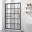 Cyrus 48" W x 72" H Single Sliding Aluminum Framed Black-Grid Shower Door with Tempered Glass and Protective Coating Treatment