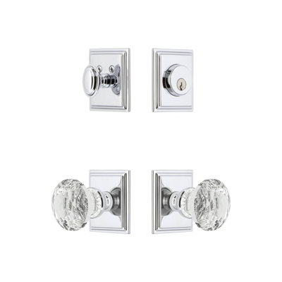 Ensemble d'entrée complet avec rosette carrée et poignée en cristal Carre