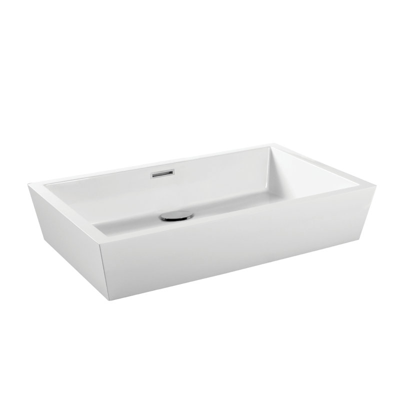 21" Cube collection Abovemount Vessel Sink, White True High Gloss
